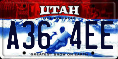 UT license plate A364EE