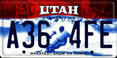 UT license plate A364FE