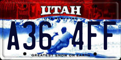 UT license plate A364FF