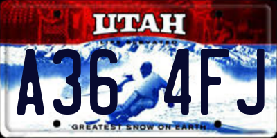 UT license plate A364FJ