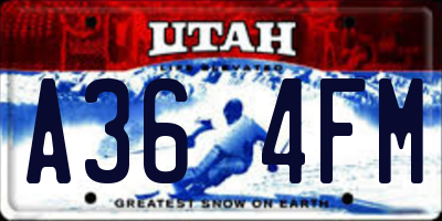 UT license plate A364FM