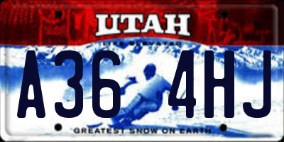 UT license plate A364HJ