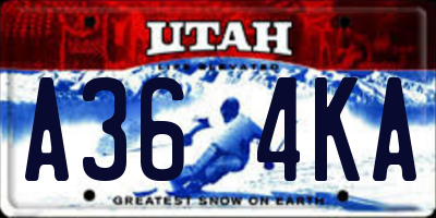 UT license plate A364KA