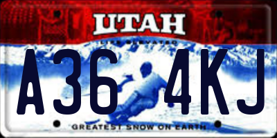 UT license plate A364KJ