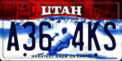 UT license plate A364KS