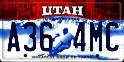 UT license plate A364MC