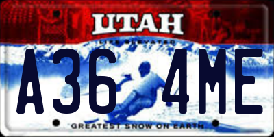 UT license plate A364ME