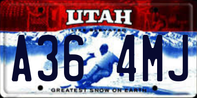 UT license plate A364MJ