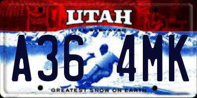 UT license plate A364MK