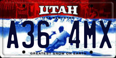 UT license plate A364MX