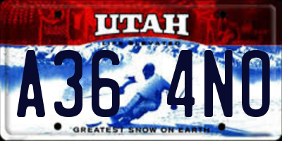UT license plate A364NO