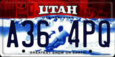 UT license plate A364PQ