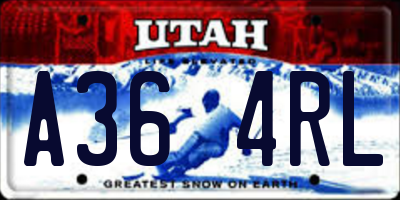 UT license plate A364RL