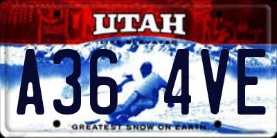 UT license plate A364VE
