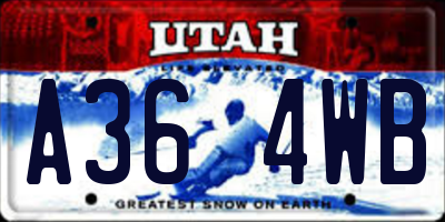 UT license plate A364WB