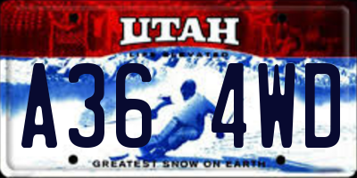 UT license plate A364WD