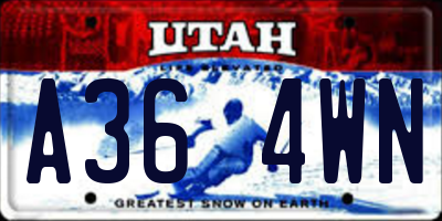 UT license plate A364WN