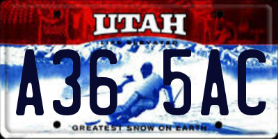 UT license plate A365AC