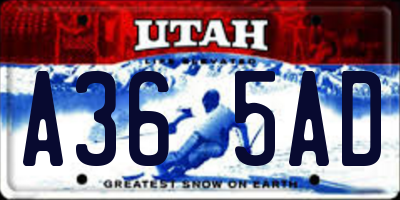 UT license plate A365AD