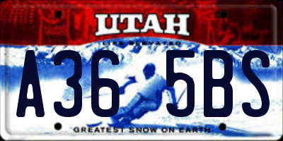 UT license plate A365BS