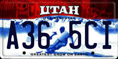 UT license plate A365CI
