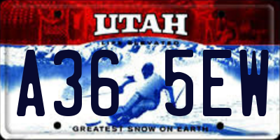 UT license plate A365EW