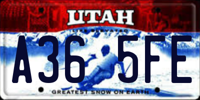 UT license plate A365FE