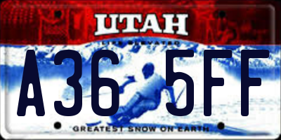 UT license plate A365FF