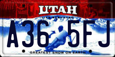 UT license plate A365FJ