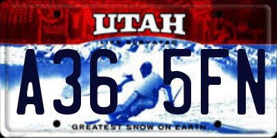 UT license plate A365FN