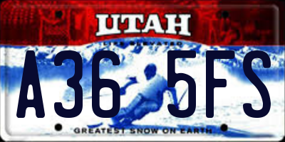 UT license plate A365FS