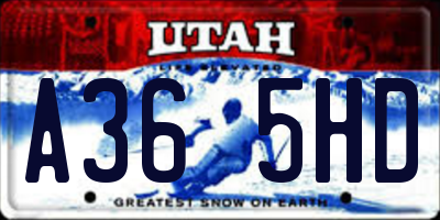 UT license plate A365HD