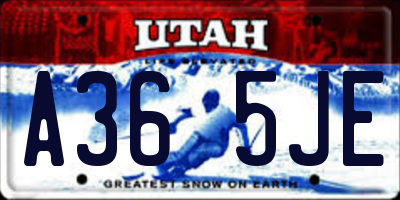 UT license plate A365JE
