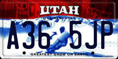 UT license plate A365JP