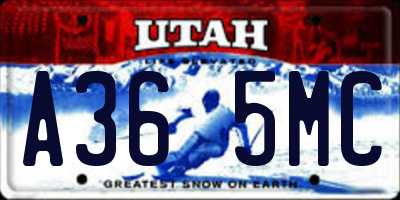 UT license plate A365MC