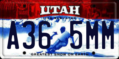 UT license plate A365MM