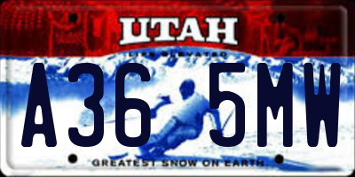 UT license plate A365MW