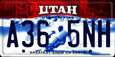 UT license plate A365NH
