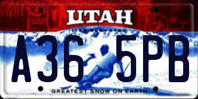 UT license plate A365PB
