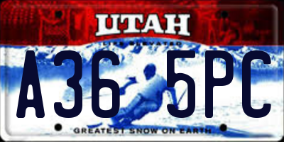 UT license plate A365PC