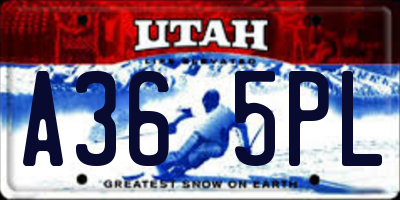 UT license plate A365PL