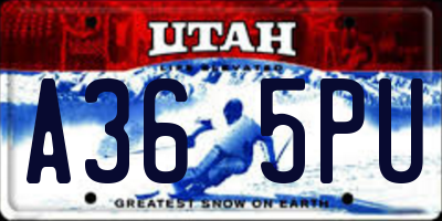 UT license plate A365PU