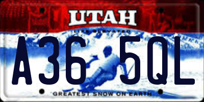 UT license plate A365QL