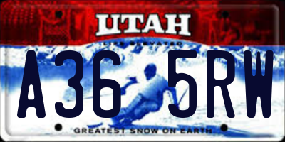 UT license plate A365RW