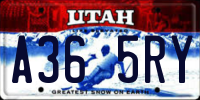 UT license plate A365RY