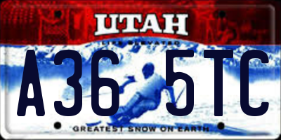 UT license plate A365TC