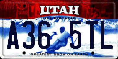 UT license plate A365TL