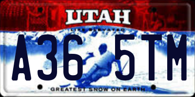 UT license plate A365TM