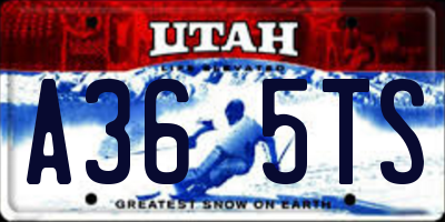UT license plate A365TS