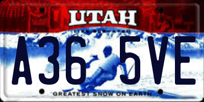 UT license plate A365VE